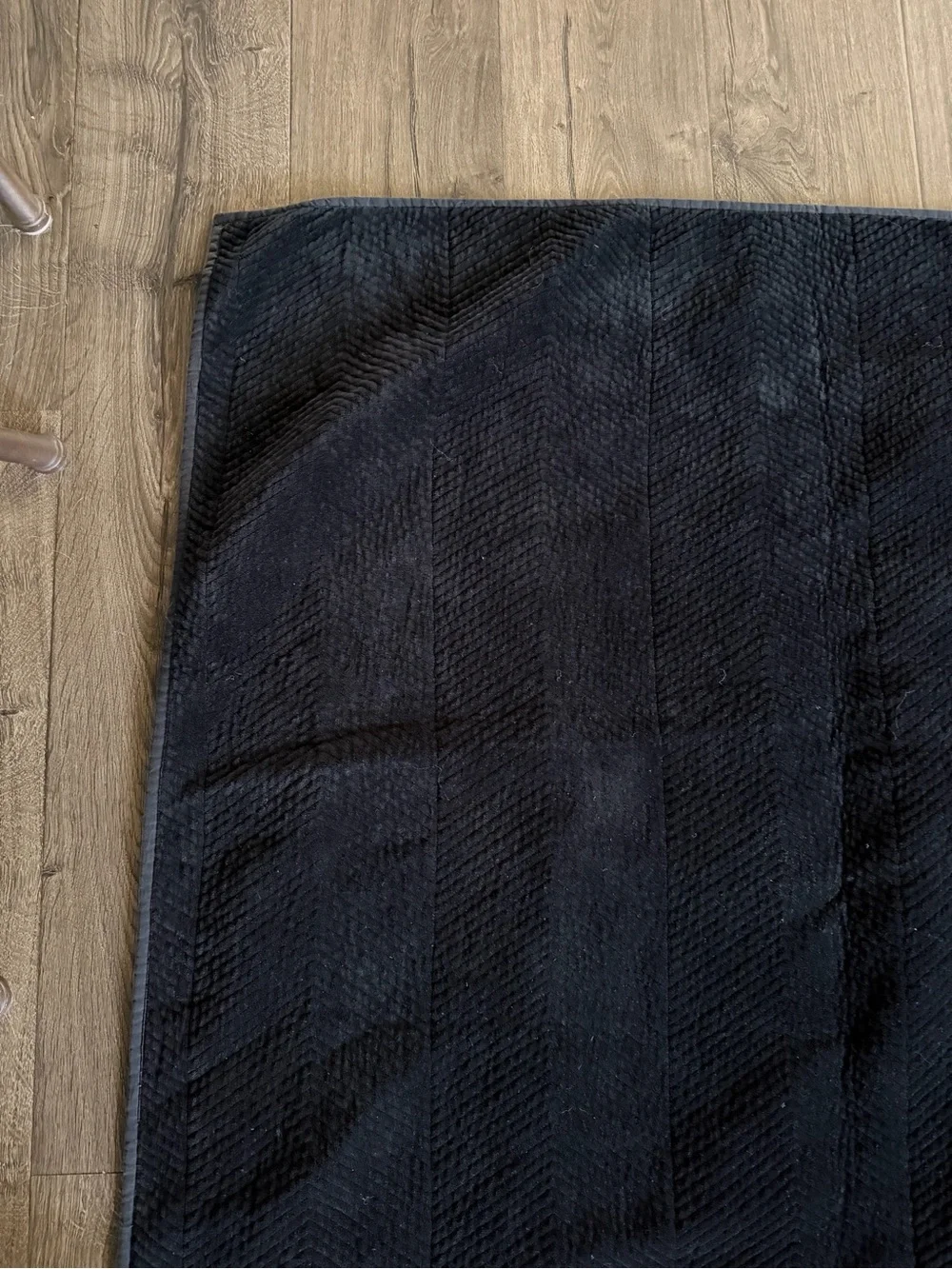 Restoration Hardware Cover Velvet Chevron Stitch Black Full/Queen